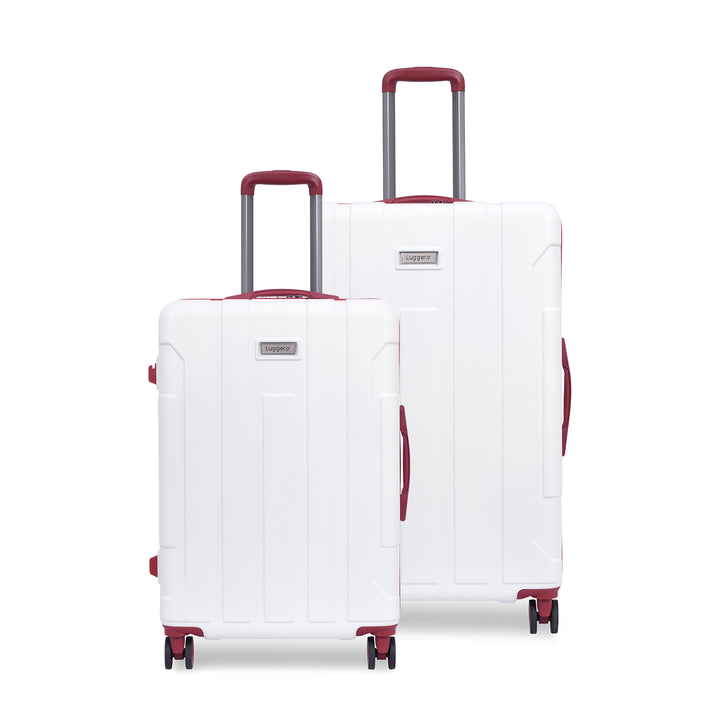 Luggero Candy Solid Light weight Luggage Off White-L+M