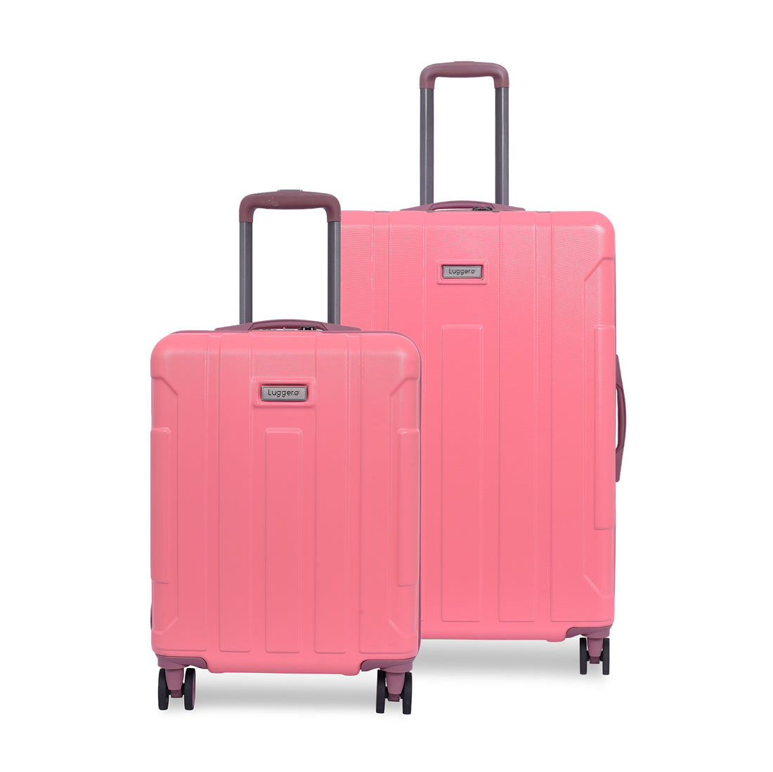 Luggero Candy Solid Light weight Luggage -B-Pink-L+S