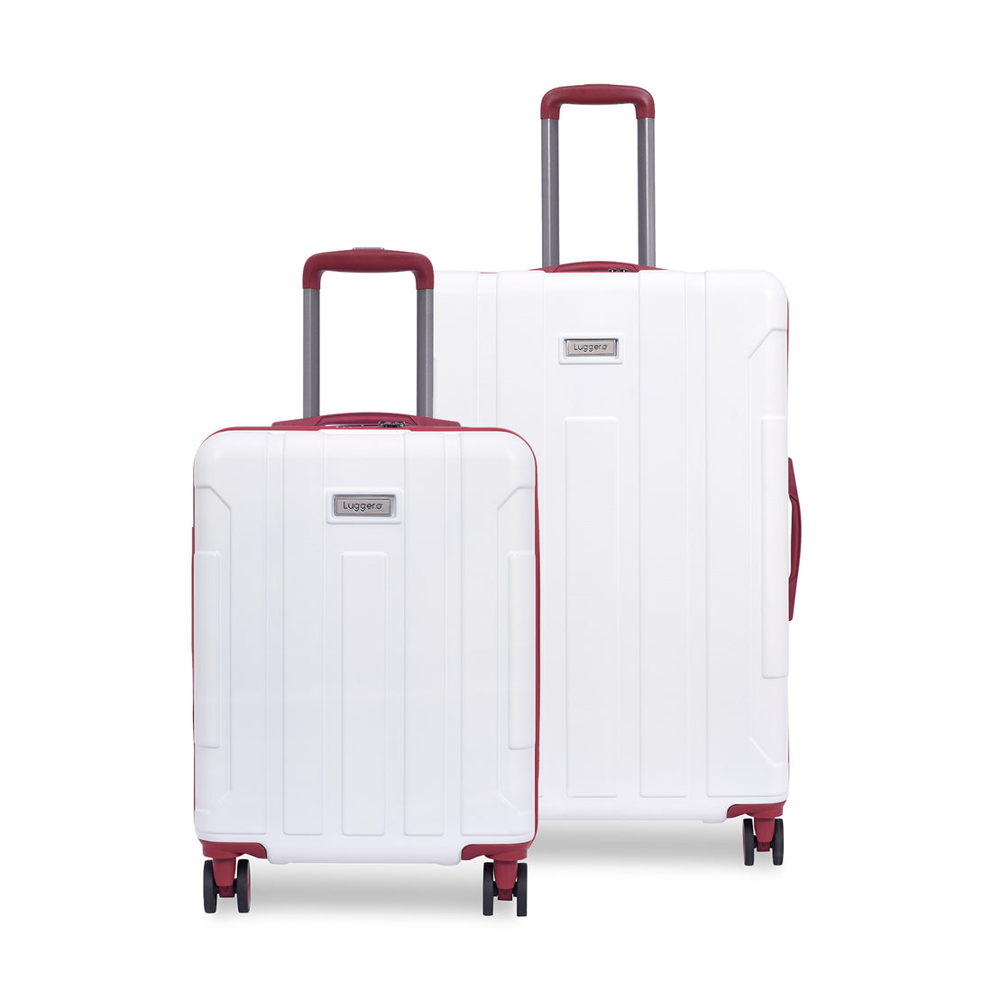 Luggero Candy Solid Light weight Luggage Off White-L+S