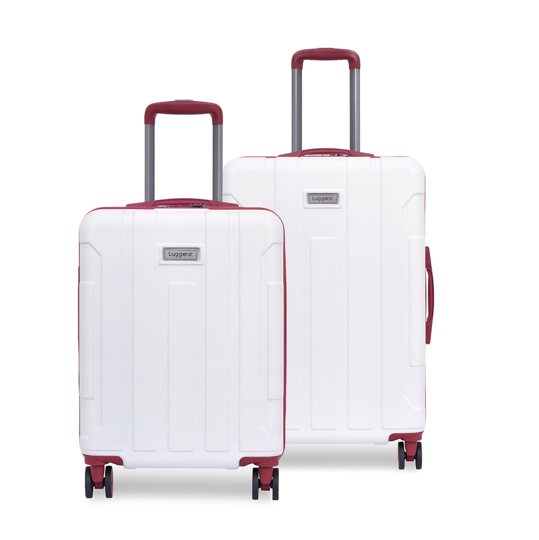 Luggero Candy Solid Light weight Luggage Off White-M+S