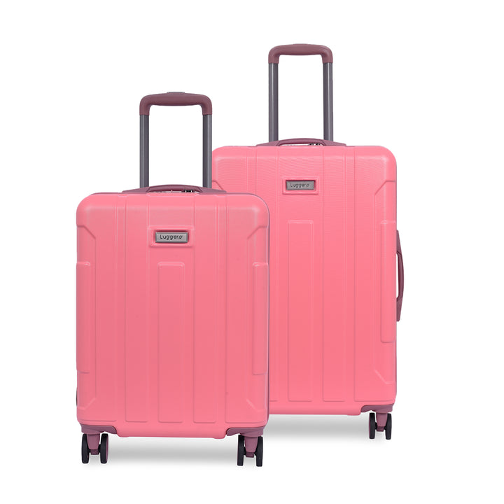 Luggero Candy Solid Light weight Luggage -B-Pink-M+S