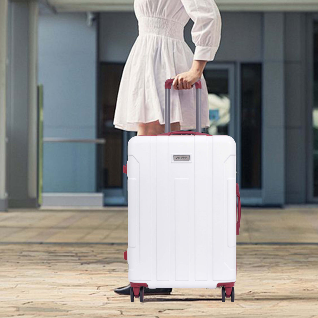 Luggero Candy Solid Light weight Luggage Off White