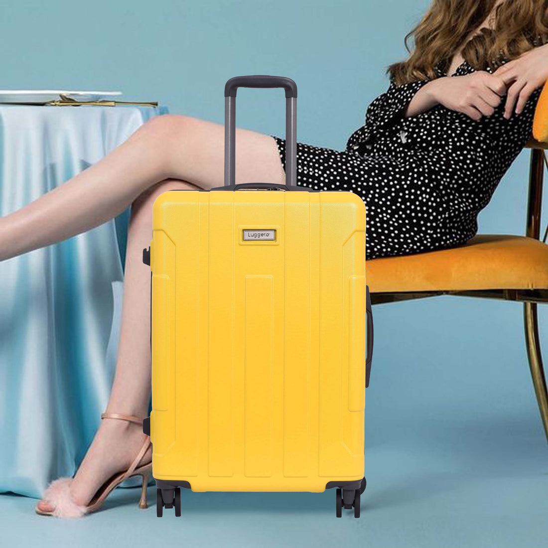 Luggero Candy Solid Light weight Luggage Yellow-M+S