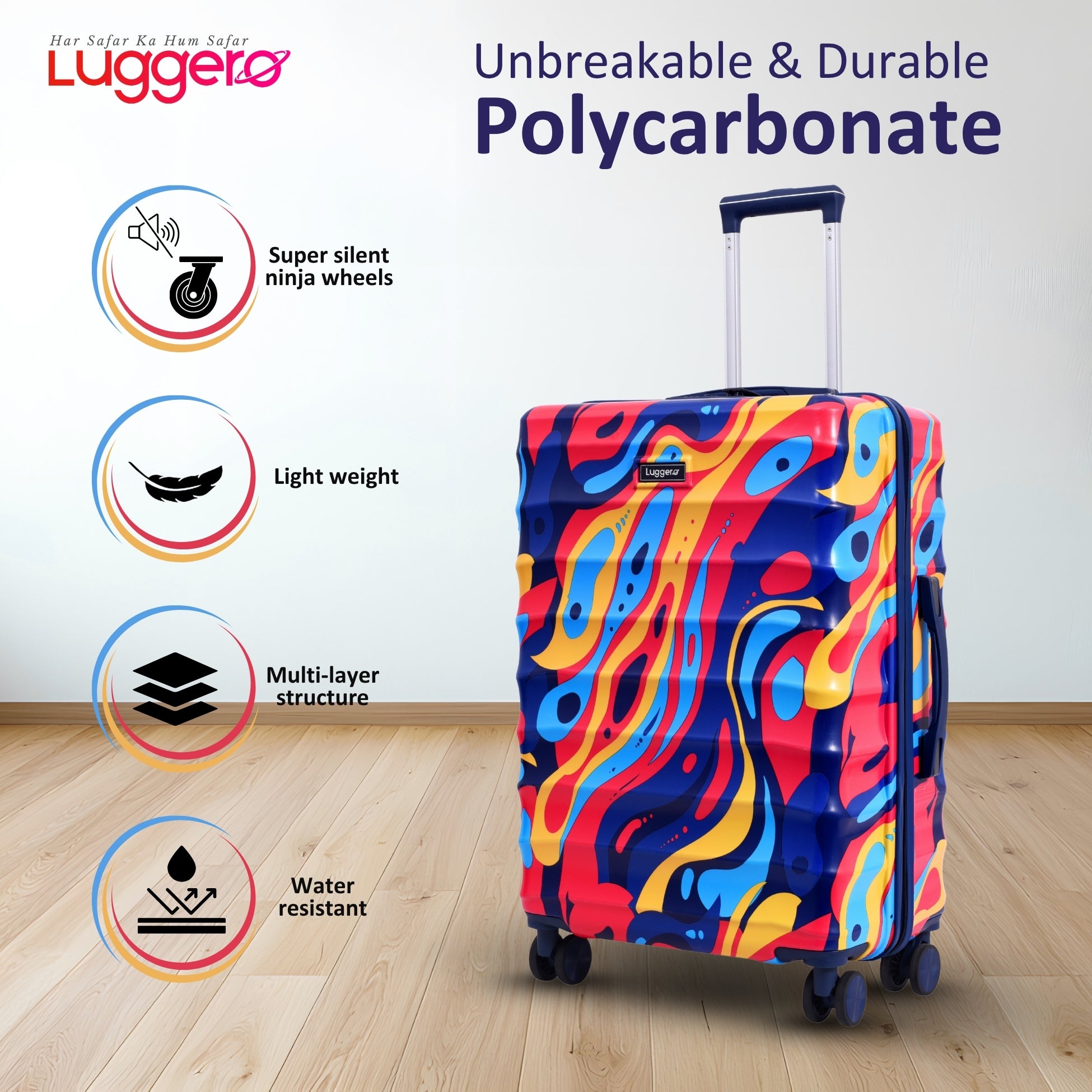 NEO BLUE Light Weight & Durable Polycarbonate Hard Luggage