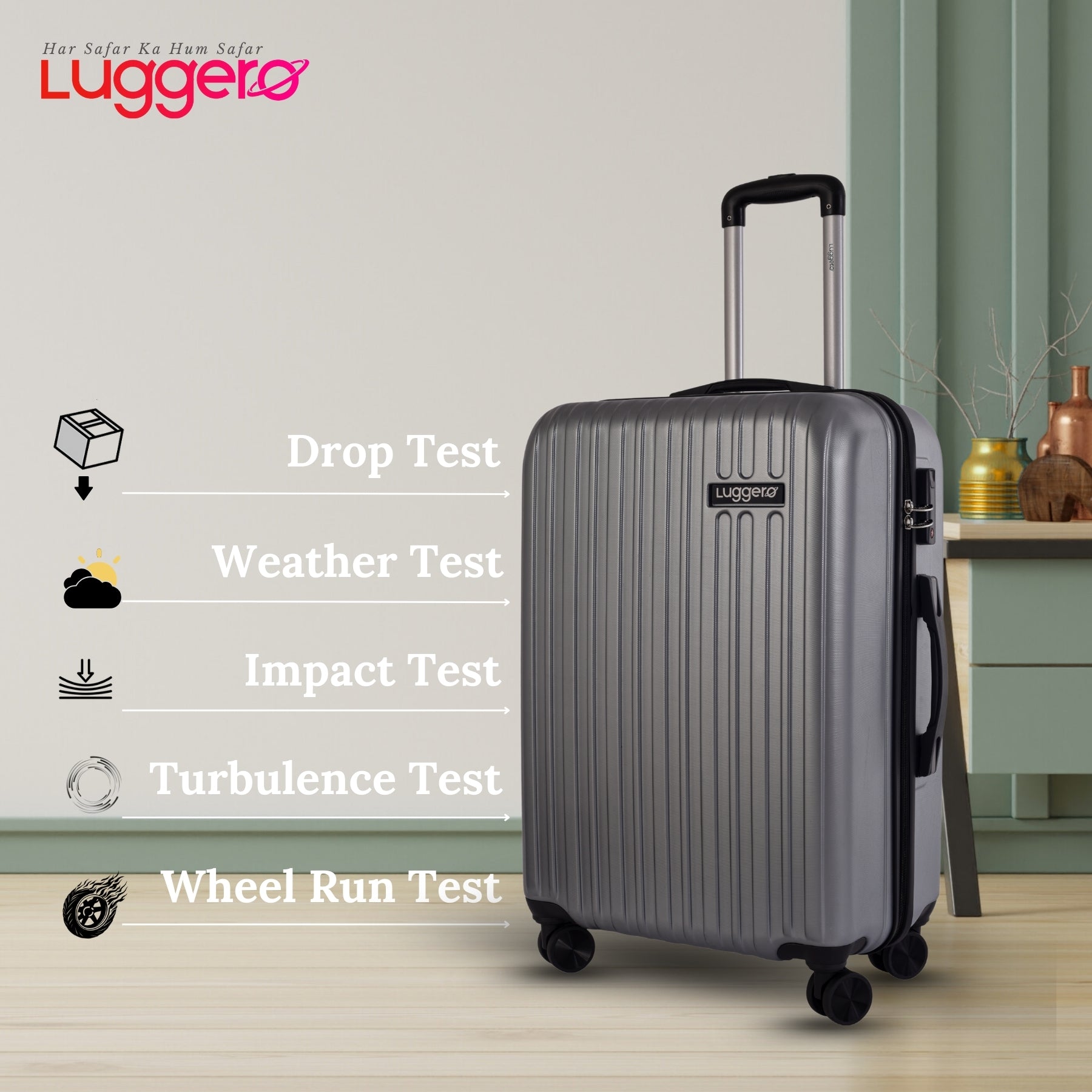 CLASSIC DARK GREY Light Weight & Durable Polycarbonate Hard Luggage