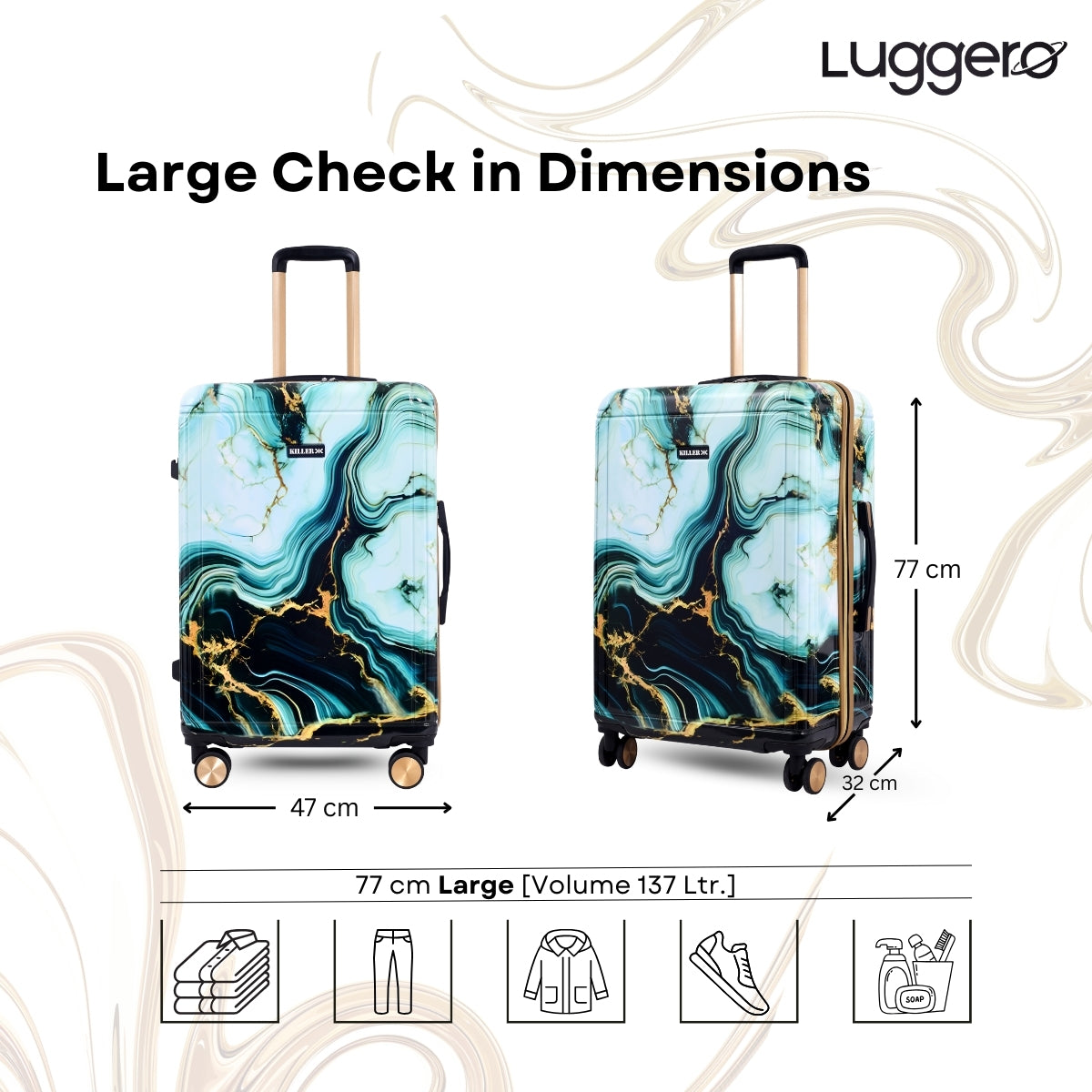 PRISM GOLD Light Weight & Durable Polycarbonate Hard Luggage