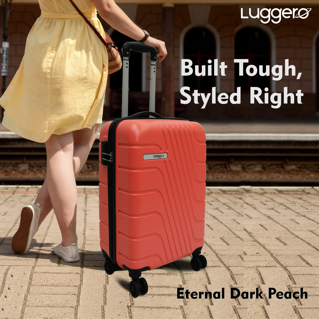 Luggero Eternal Solid Light weight Luggage Dark Peach