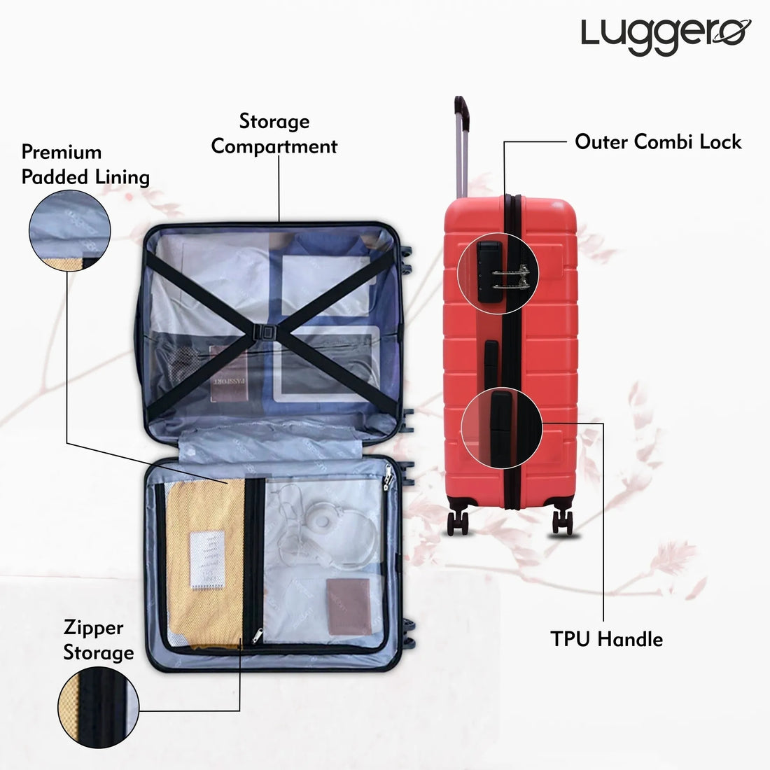 Luggero Eternal Solid Light weight Luggage Dark Peach