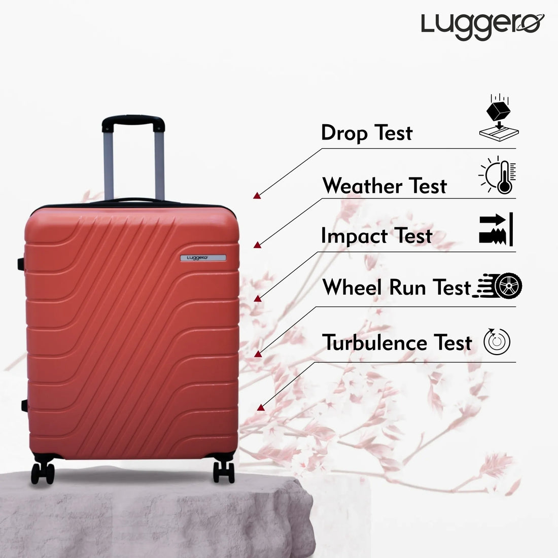 Luggero Eternal Solid Light weight Luggage Dark Peach