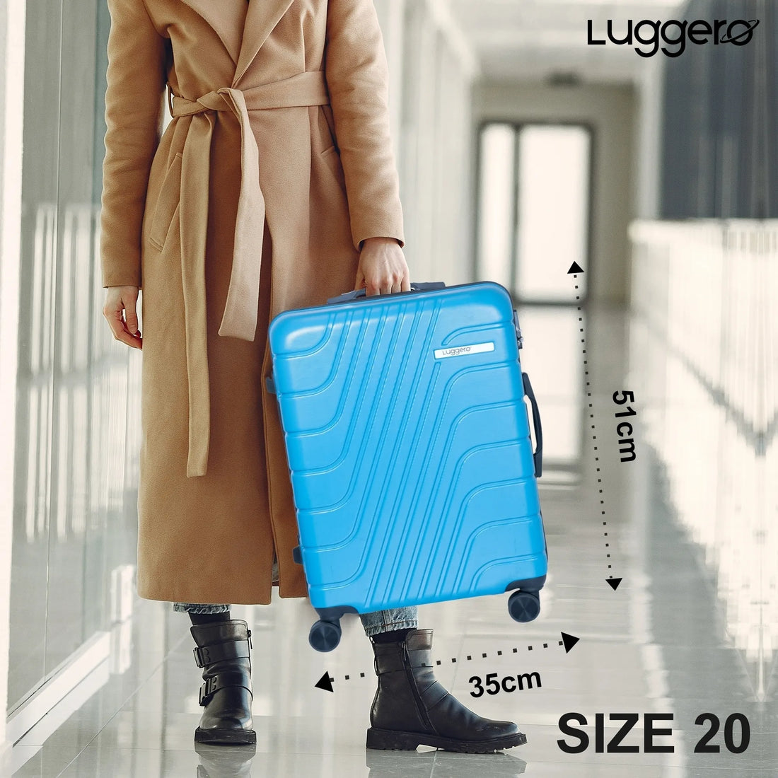 Luggero Eternal Solid Light weight Luggage Sky Blue