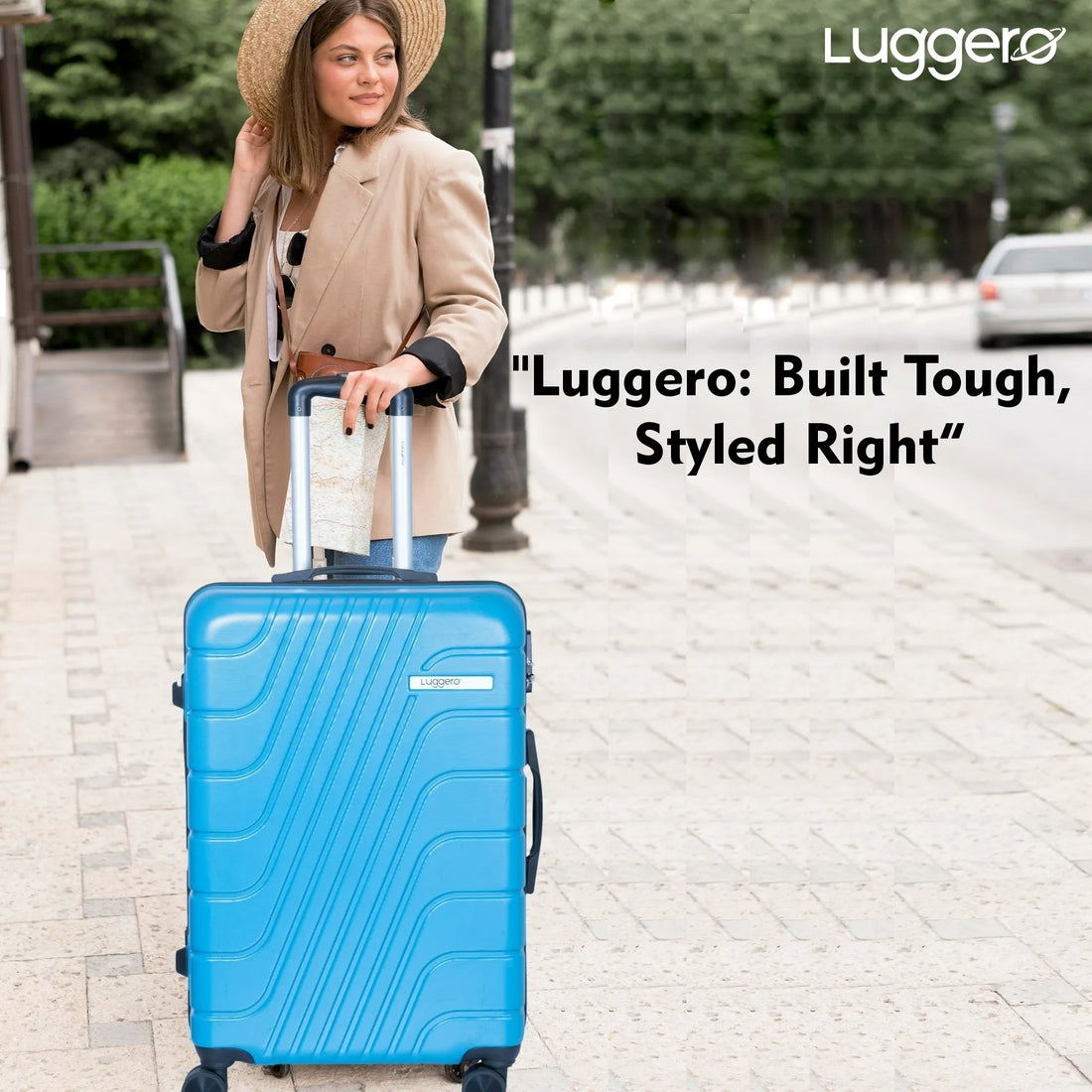 Luggero Eternal Solid Light weight Luggage Sky Blue