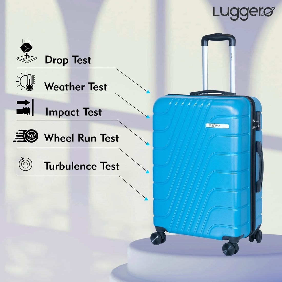 Luggero Eternal Solid Light weight Luggage Sky Blue