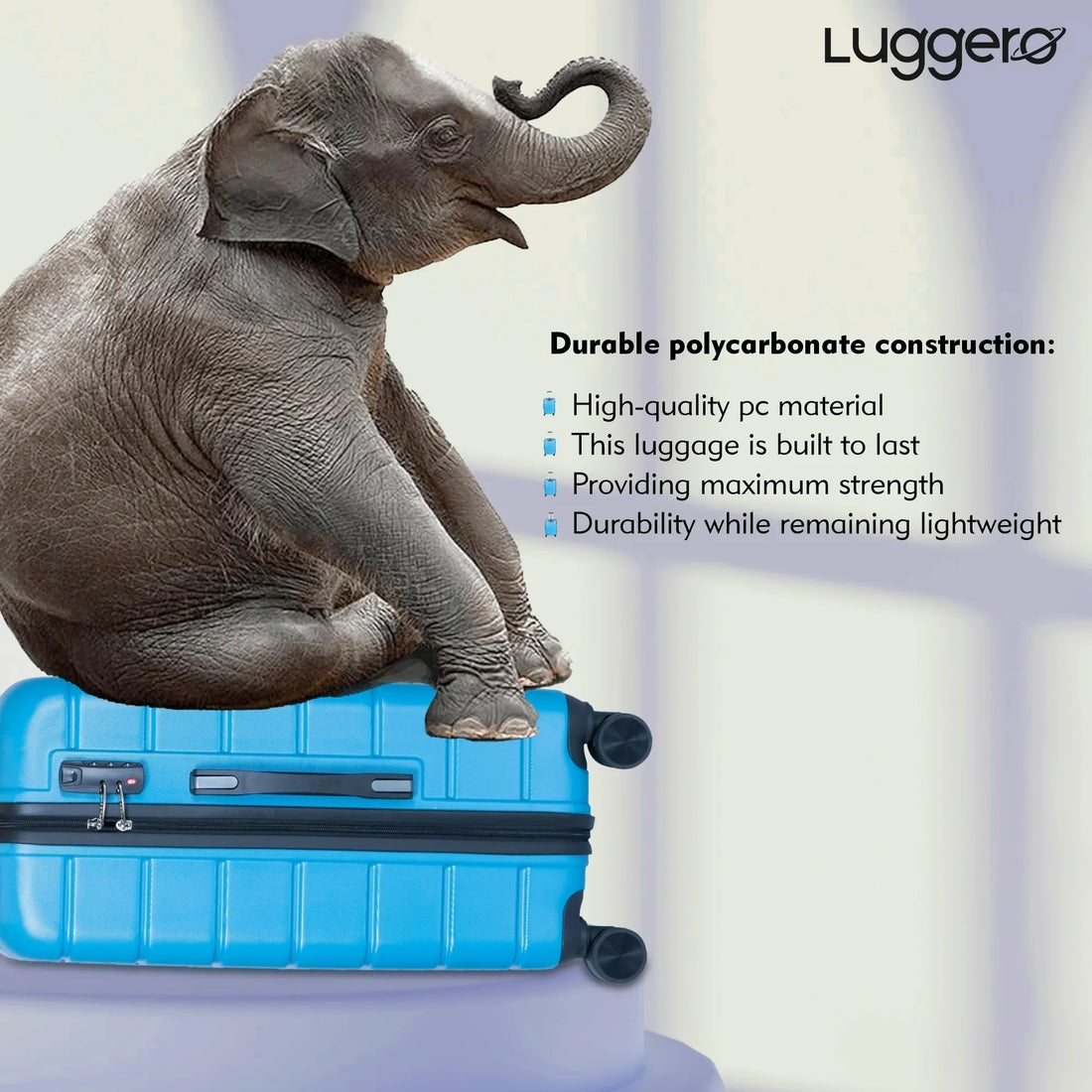 Luggero Eternal Solid Light weight Luggage Sky Blue