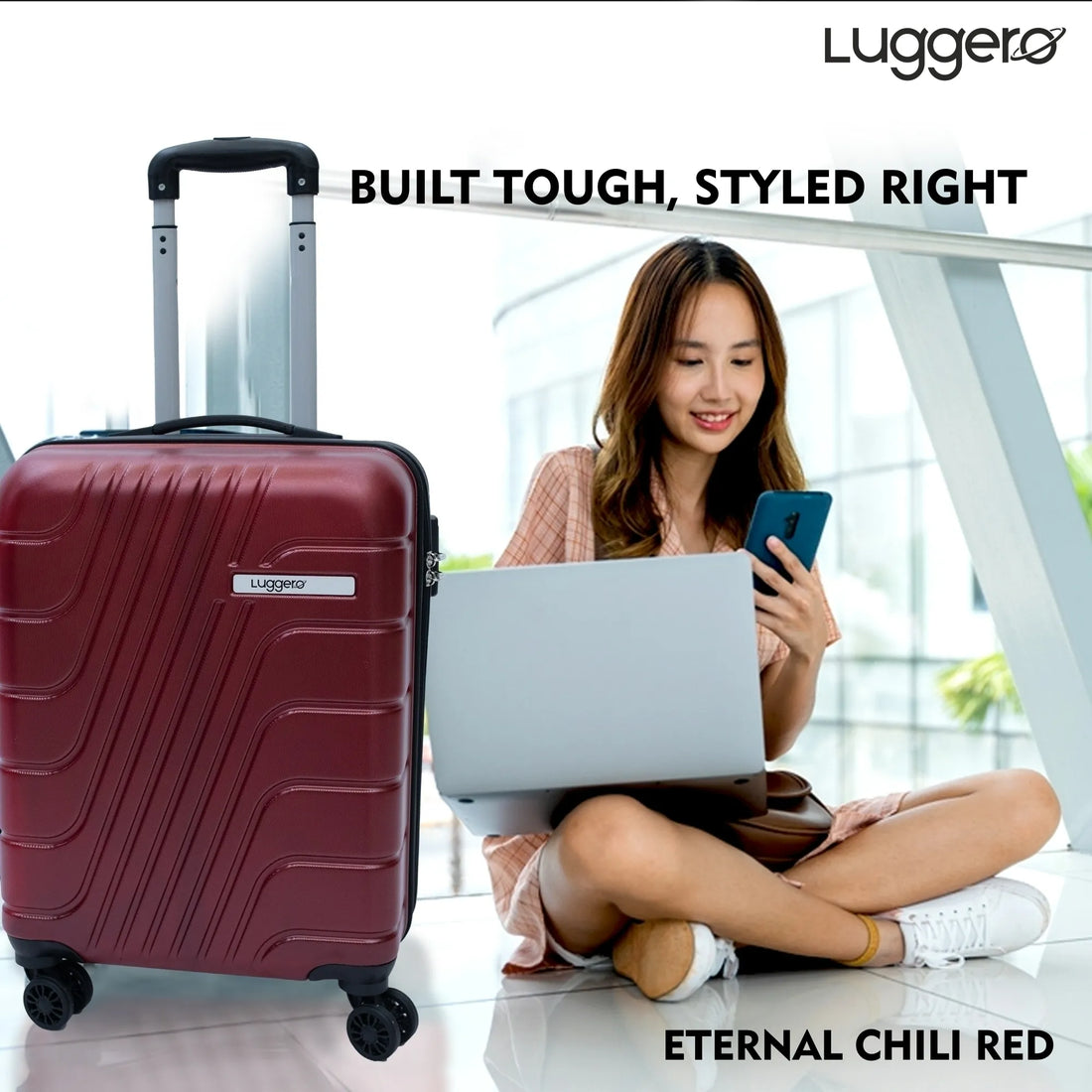 Luggero Eternal Solid Light weight Luggage Chilli Red