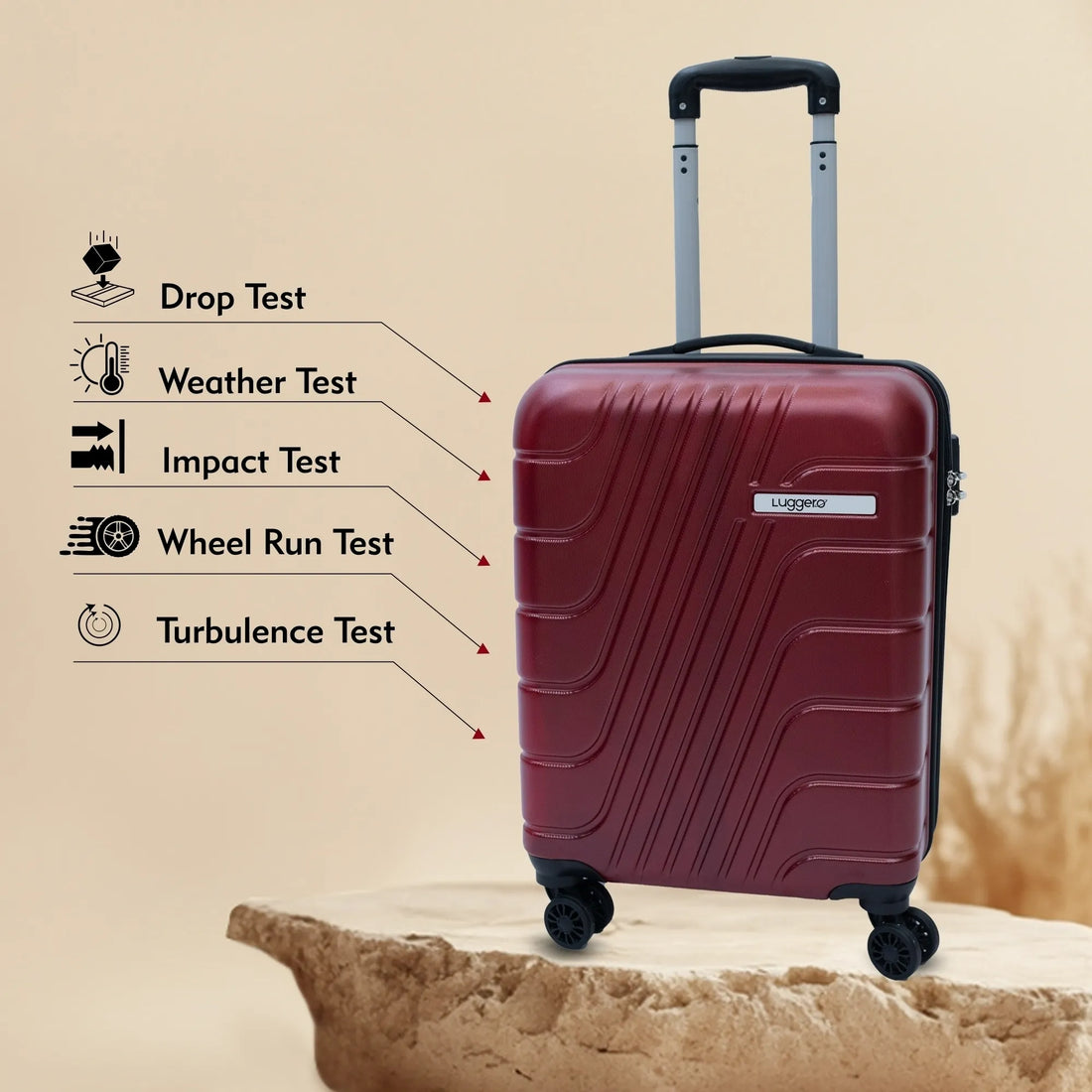 Luggero Eternal Solid Light weight Luggage Chilli Red