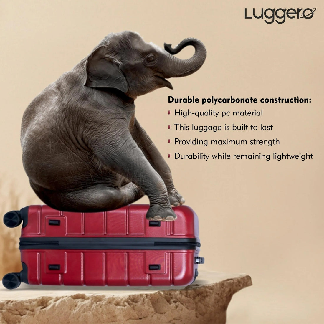 Luggero Eternal Solid Light weight Luggage Chilli Red