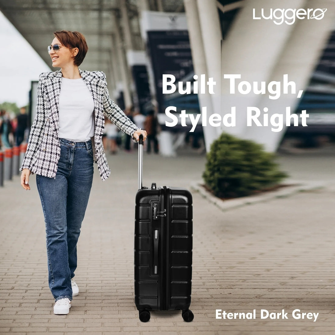 Luggero Eternal Solid Light weight Luggage Dark Grey