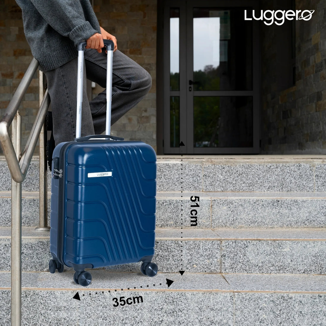 Luggero Eternal Solid Light weight Luggage Deep Blue