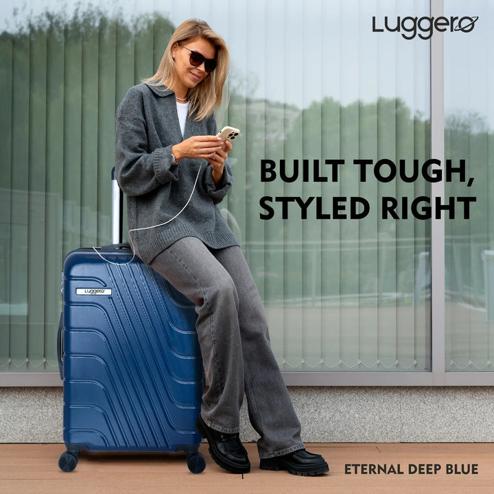 Luggero Eternal Solid Light weight Luggage Deep Blue