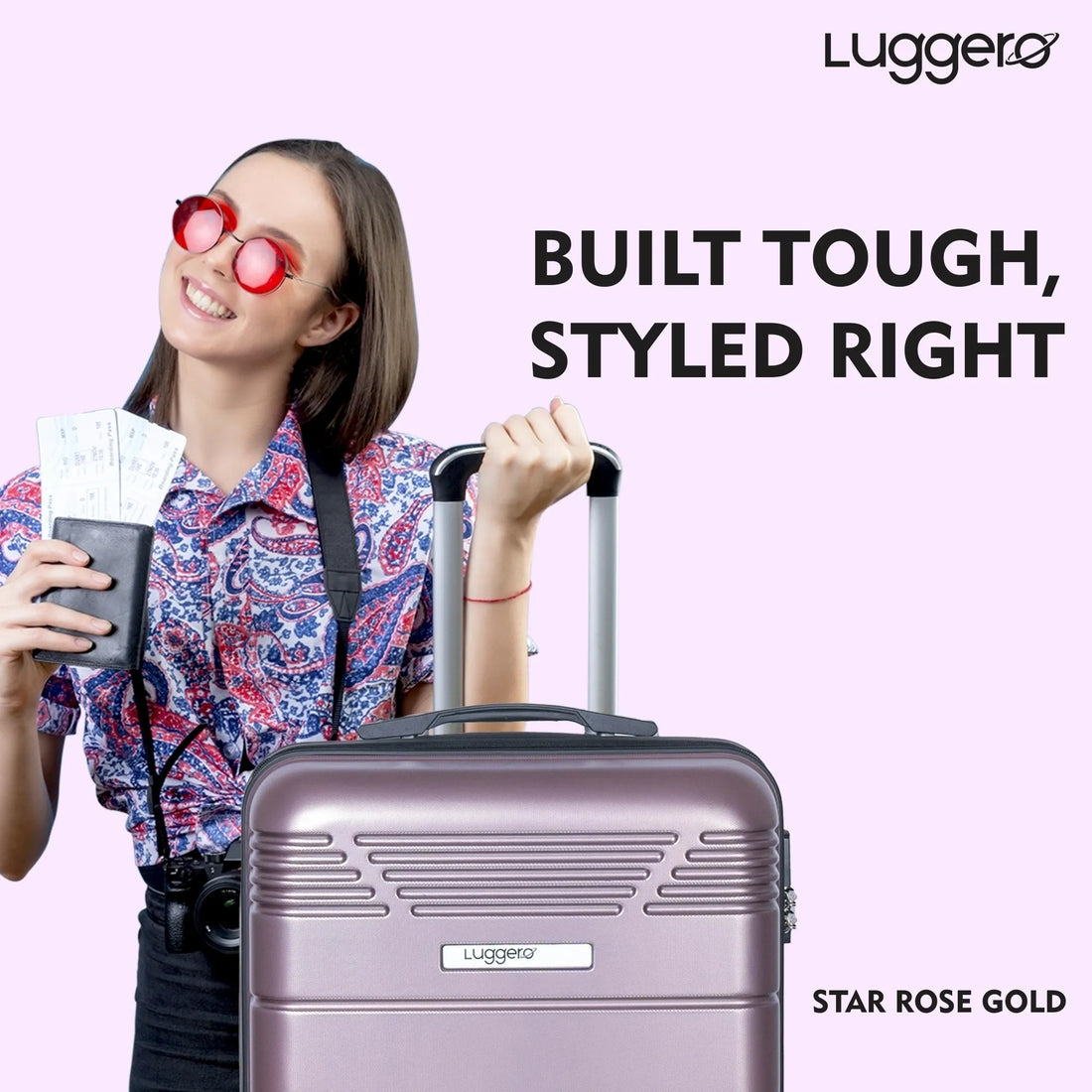 Luggero Star Solid Light weight Luggage Rose Gold