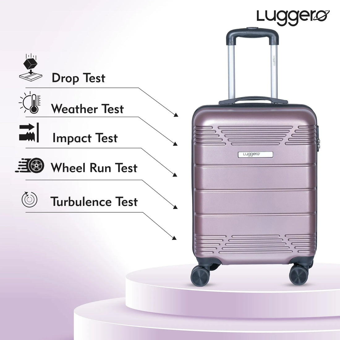 Luggero Star Solid Light weight Luggage Rose Gold