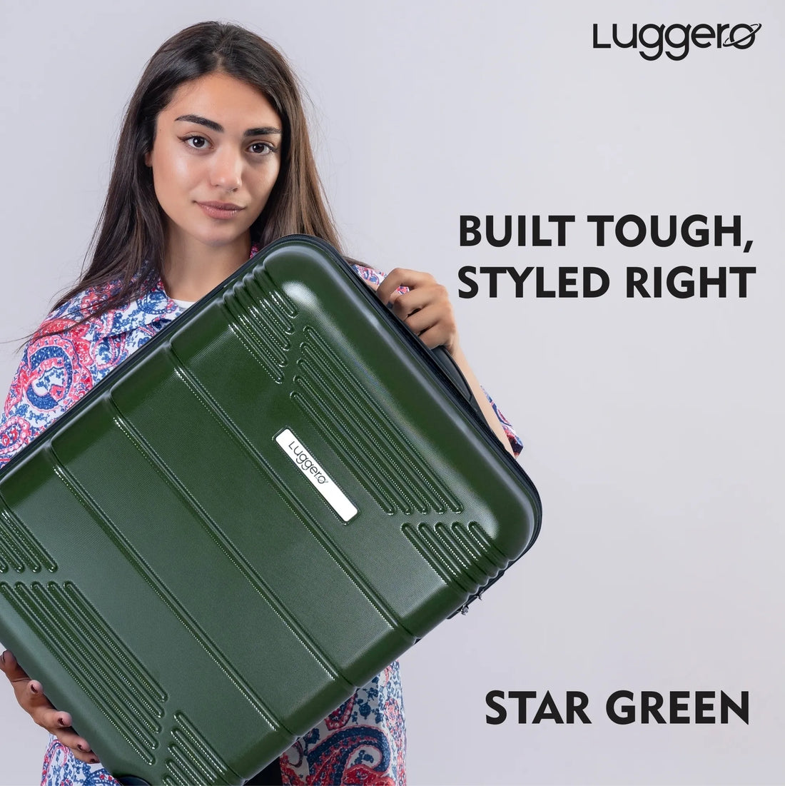 Luggero Star Solid Light weight Luggage Green