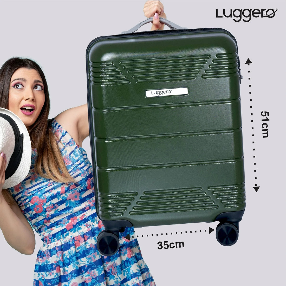 Luggero Star Solid Light weight Luggage Green