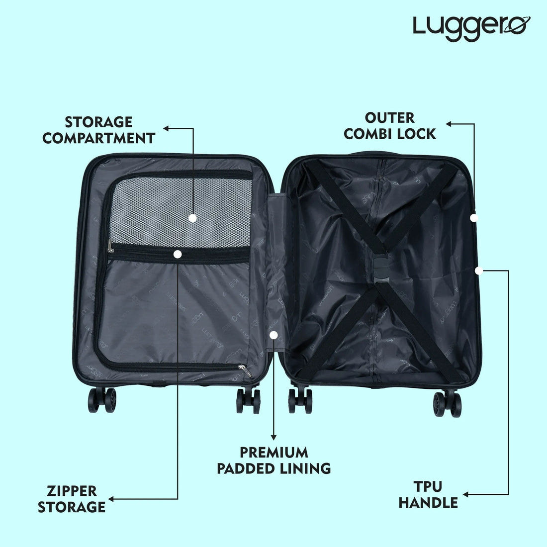 Luggero Film Classic Printed Light weight Luggage HELLO-Green-L+M