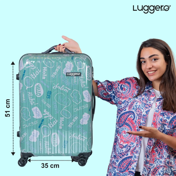 Luggero Film Classic Printed Light weight Luggage Green