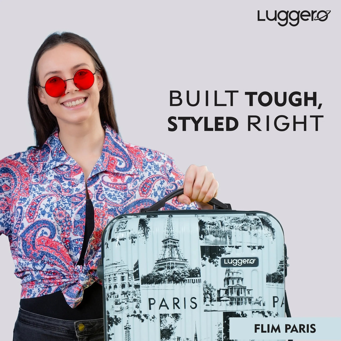 Luggero Film Classic Printed Light weight Luggage Paris