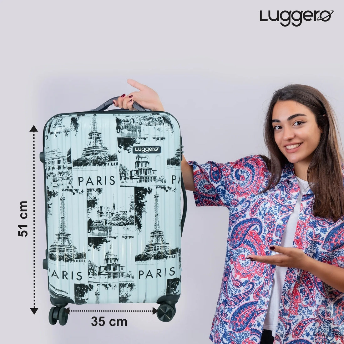 Luggero Film Classic Printed Light weight Luggage Paris