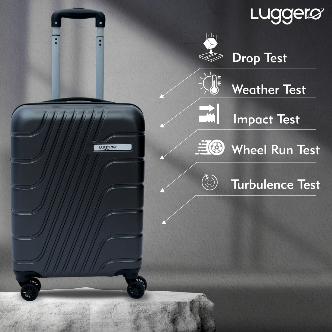 Luggero Eternal Solid Light weight Luggage Dark Grey