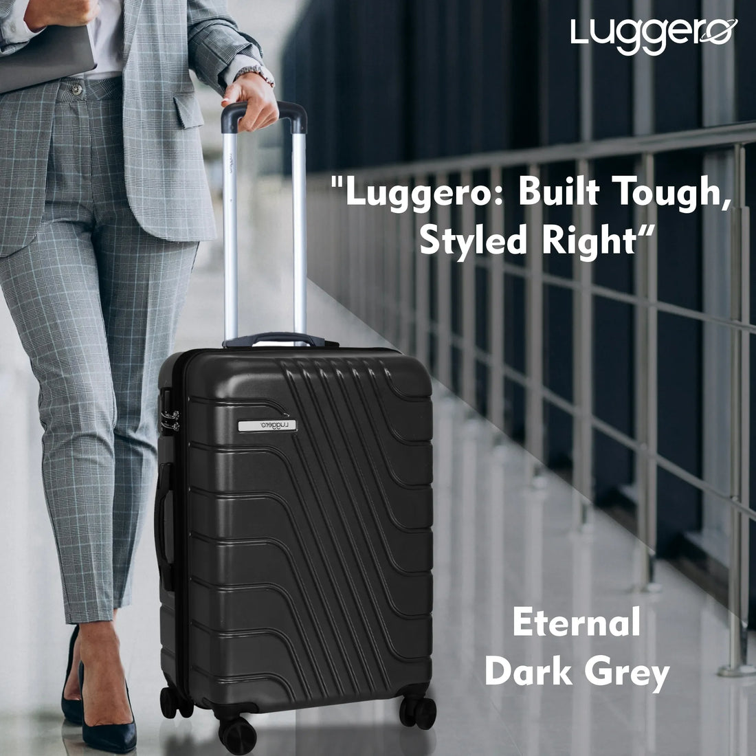 Luggero Eternal Solid Light weight Luggage Dark Grey