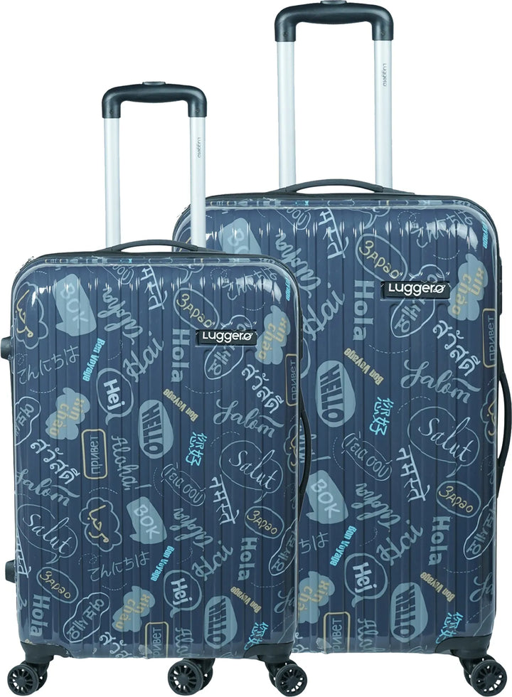 Luggero Film Classic Printed Light weight Luggage HELLO-Blue-M+S