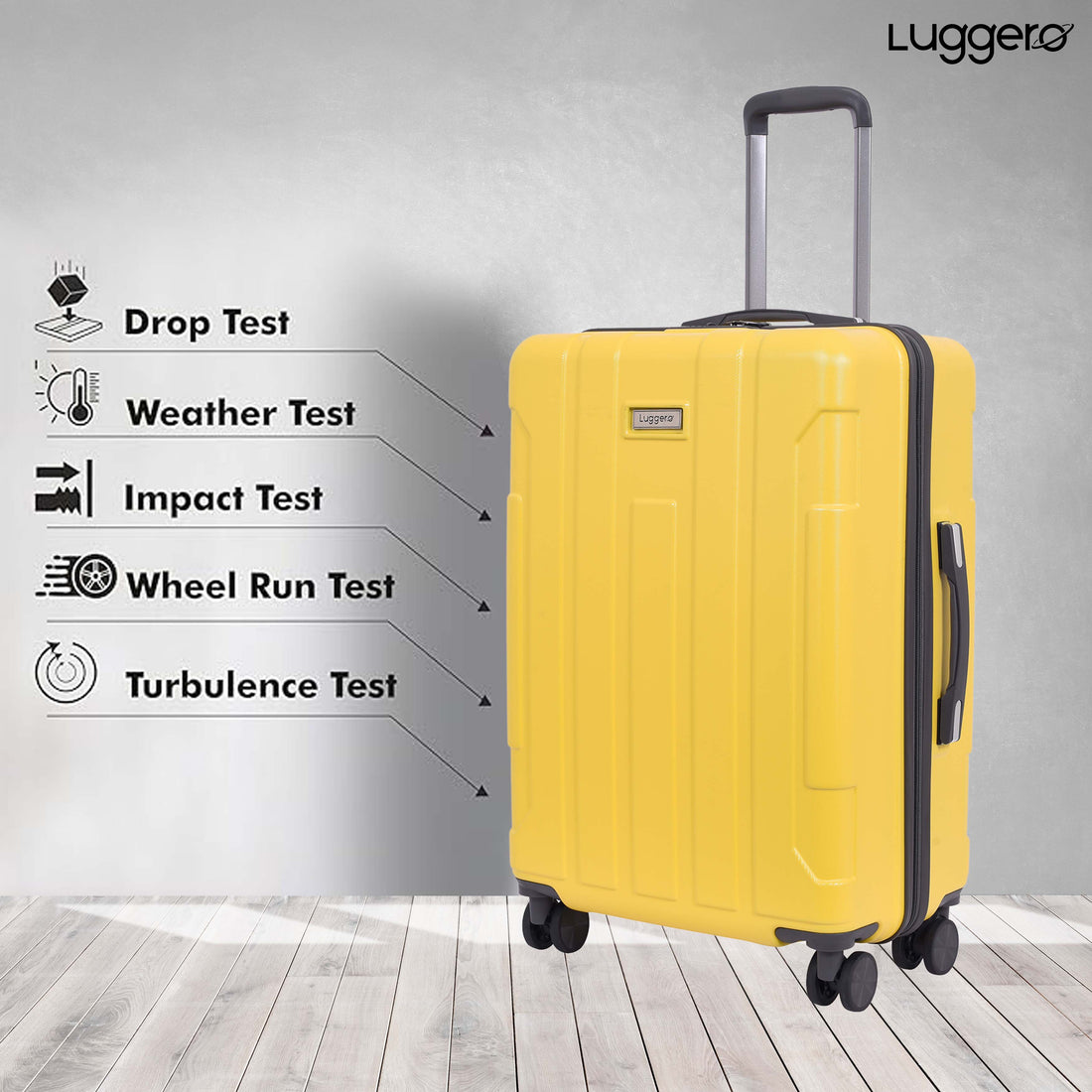 Luggero Candy Solid Light weight Luggage Yellow-L+M+S