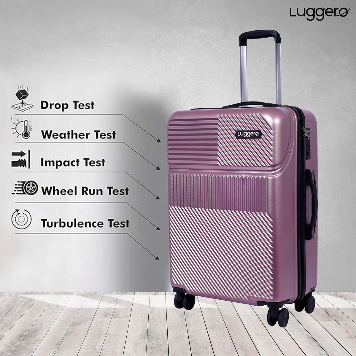 Amiggo Rose Gold Hard Trolley Bag