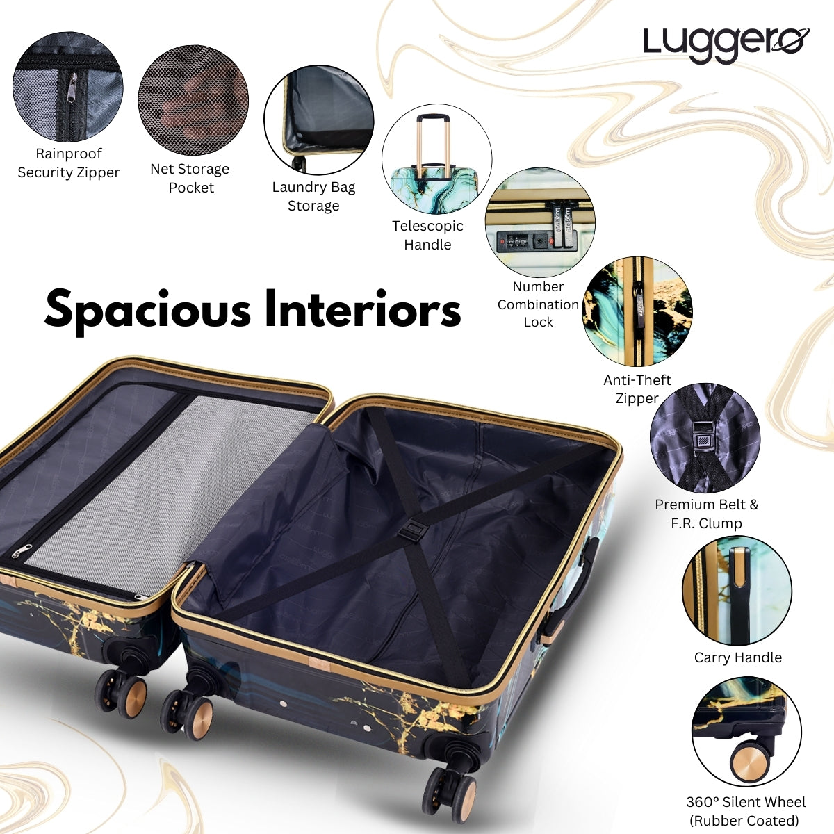 PRISM GOLD Light Weight & Durable Polycarbonate Hard Luggage